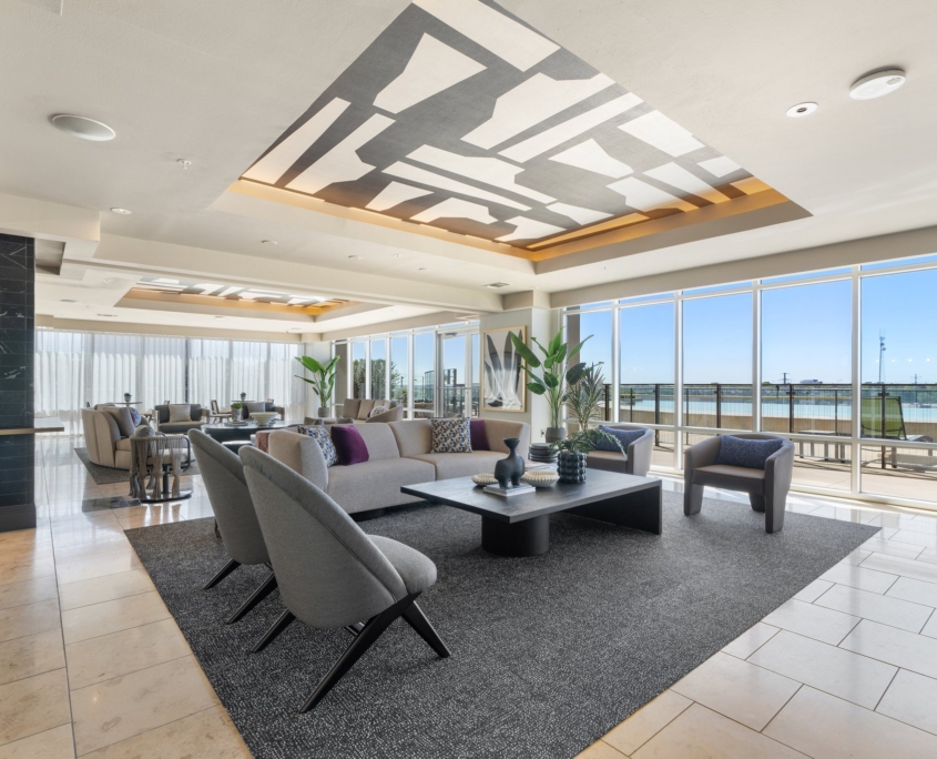 Lobby with coffee tables