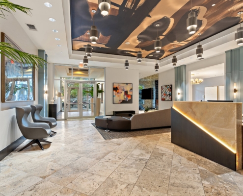 Hotel front desk area