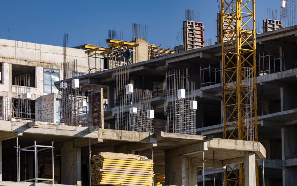 Exterior View Of Multifamily Residential Building Under Construction
