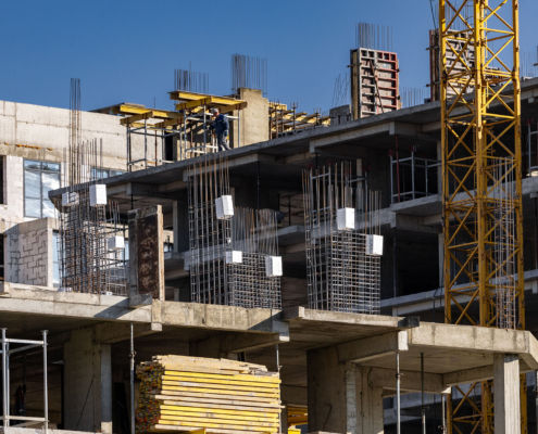 Exterior View Of Multifamily Residential Building Under Construction