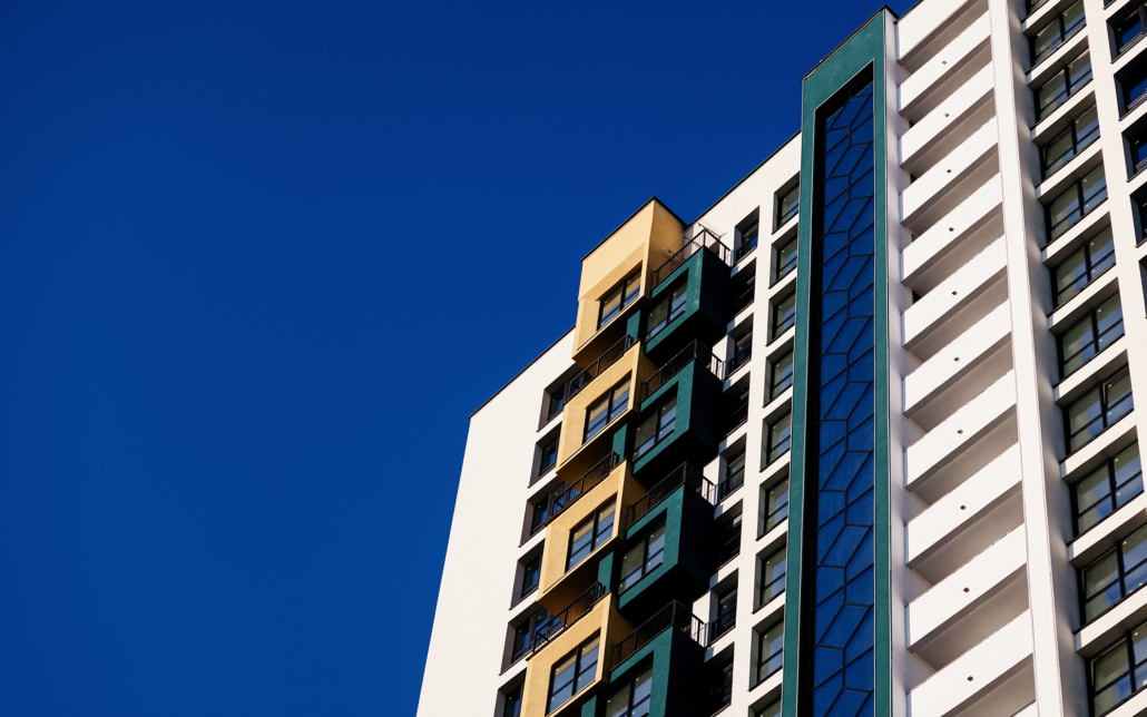Facade Of Colorful Apartment Building