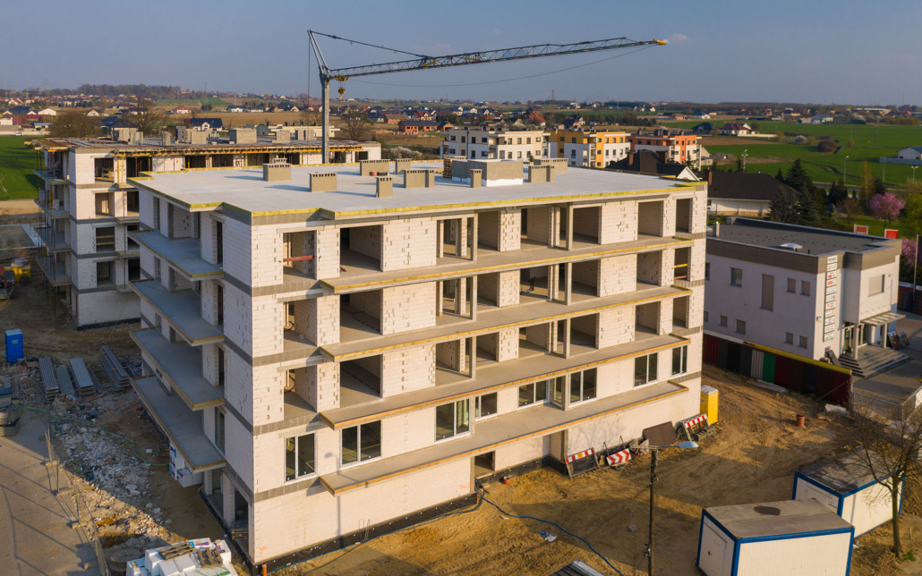 Multi Family Building Under Construction, Aerial View