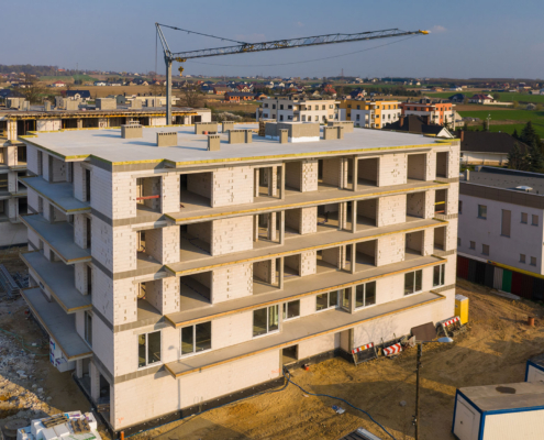 Multi Family Building Under Construction, Aerial View